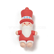 PVC Plastic Christmas Style Big Pendants, Santa Claus, 63x32x21mm, Hole: 3mm(PVC-O001-02B)