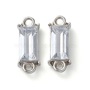 Alloy Pave Glass Connector Charms, Lead Free & Cadmium Free, Rectangle Links, Platinum, 16.5x6.5x5mm, Hole: 1.6mm(FIND-Z014-10P)