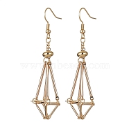 Brass Earring Hooks, Ear Wire with Macrame Pouch, Earring Setttings for Stone Holder, Golden, 70x20mm(EJEW-TA00282)