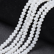 Glass Beads Strands, Imitation Jade, Faceted, Rondelle, White, 8x6mm, Hole: 1mm, about 68~70pcs/strand, 16 inch(40cm)(EGLA-A034-J8mm-D05)