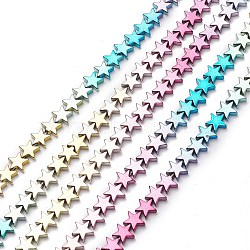 Rainbow Color Electroplate Non-magnetic Synthetic Hematite Beads Strands, Star, Multi-color Plated, 8.5x9x2.5mm, Hole: 1mm, about 58pcs/strand, 15.75~16.54 inch(40~42cm)(X-G-L489-I01)