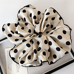 Polka Dot Pattern Cloth Elastic Hair Accessories, for Girls or Women, Scrunchie/Scrunchy Hair Ties, White, 250mm(WI2233-1)