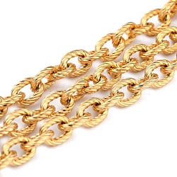 Ion Plating(IP) 304 Stainless Steel Rolo Chains, Unwelded, with Spool, Real 18K Gold Plated, Link: 7x5.5x1.5mm, about 32.8 Feet(10m)/roll(CHS-O010-02G)