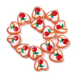 Handmade Heart Lampwork Beads Strands, Cherry, 24~25x24~25x11mm, Hole: 1.4mm, about 15pcs/strand, 14.2''(36cm)(LAMP-P069-04B-04)