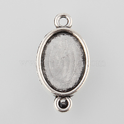 Antique Silver Tibetan Style Alloy Cabochon Connector Settings, Cadmium Free & Lead Free, Double-Sided Tray, Oval, Tray: 14x10mm, 24x13x3mm, Hole: 1.5mm, about 769pcs/1000g(TIBE-M022-04AS)