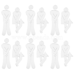 3D Plastic Self-Adhesive Man & Woman Pattern Mirror WC Sign, Crossed leg DIY Decal for Toilet, Bathroom, Silver, 11.5~111x7~53x0.5mm, 9pcs/set(DIY-WH0308-145C)