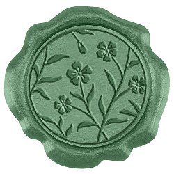 50Pcs Adhesive Wax Seal Stickers, Envelope Seal Decoration, For Craft Scrapbook DIY Gift, Sea Green, Flower, 30mm(DIY-CA0006-16M)