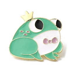 Alloy Prince Frog Enamel Pins for Clothes Backpack, Aquamarine, 31x31mm(JEWB-I032-02G)