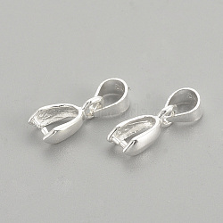 925 Sterling Silver Pendants, Ice Pick & Pinch Bails, Carved 925, Silver, 13.5mm, Hole: 4mm, Pin: 0.5mm(STER-S002-69)