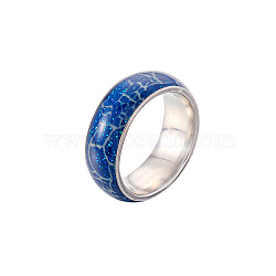 Luminous Stainless Steel Finger Ring, Glow In The Dark Jewelry, Dark Blue, Inner Diameter: 20mm(LUMI-PW0006-58E-02P)