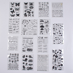Silicone Stamps, for DIY Scrapbooking, Photo Album Decorative, Cards Making, Stamp Sheets, Clear, 10~21.5x10~20Cm(DIY-PH0018-42)