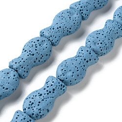 Fish Dyed Natural Lava Rock Beads Strands, Light Sky Blue, 21.5x12x6mm, Hole: 1.6mm, about 19pcs/strand, 16.14''(41cm)(G-O126-01A-01)