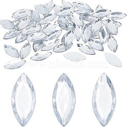 200Pcs Acrylic Rhinestone Cabochons, Faceted, Horse Eye, Clear, 24.5x11.5x3.5mm, Hole: 1mm(OACR-FG0001-12)