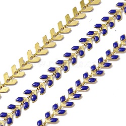 Vacuum Plating 304 Stainless Steel Cobs Chains, with Enamel, Soldered, with Spool, Golden, Blue, 7x6x1mm(CHS-C004-01G-G)