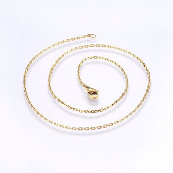 304 Stainless Steel Cable Chains Necklaces, with Lobster Claw Clasps, Golden, 16.5 inch(42cm), 1.6mm