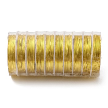 10 Rolls Round Copper Wire, Long-Lasting Plated, Golden, 22 Gauge, 0.6mm, 4m/roll