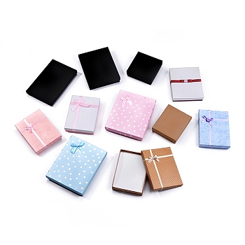 Jewelry Cardboard Boxes, Gift Box with Sponge Inside, Mixed Shape, Mixed Color, 12~19x11~17x2.8~4.2cm