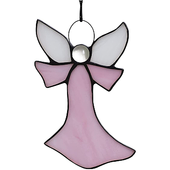 Angel Stained Acrylic Window Planel with Chain, for Suncatchers Window Home Hanging Ornaments, Thistle, 160x109mm