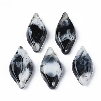 Acrylic Beads, Imitation Gemstone Style, Rhombus, Black, 30.5~32.5x16~18x9.5mm, Hole: 1.8mm