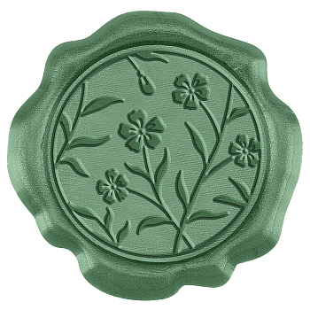50Pcs Adhesive Wax Seal Stickers, Envelope Seal Decoration, For Craft Scrapbook DIY Gift, Sea Green, Flower, 30mm