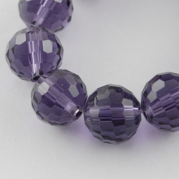 Transparent Glass Bead Strands, Faceted(96 Facets), Round, DarkSlate Blue, 8mm, Hole: 1mm, about 72pcs/strand, 21.8 inch