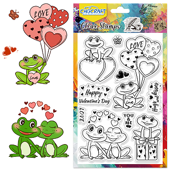 Custom PVC Plastic Clear Stamps, for DIY Scrapbooking, Photo Album Decorative, Cards Making, Frog, 160x110mm