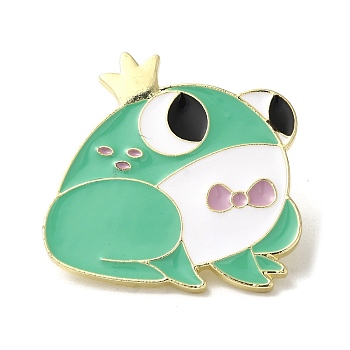 Alloy Prince Frog Enamel Pins for Clothes Backpack, Aquamarine, 31x31mm