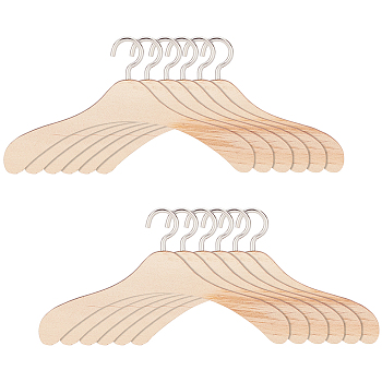 GOMAKERER 12Pcs Wood Doll Clothes Hangers, with Iron Hook, for Doll Clothing Outfits Hanging Supplies, Moccasin, 66x120x4.5mm