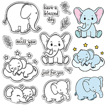 Custom PVC Plastic Clear Stamps, for DIY Scrapbooking, Photo Album Decorative, Cards Making, Stamp Sheets, Film Frame, Elephant, 160x110x3mm
