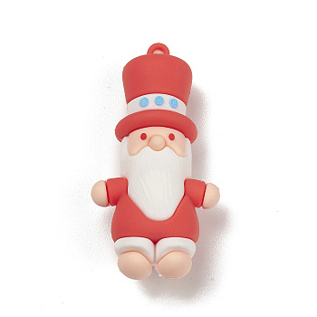 PVC Plastic Christmas Style Big Pendants, Santa Claus, 63x32x21mm, Hole: 3mm