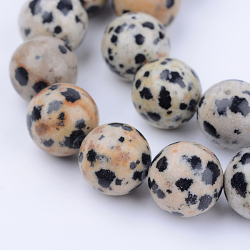 Natural Dalmatian Jasper Beads Strands, Round, 4~4.5mm, Hole: 0.8mm, about 96pcs/strand, 15.5 inch