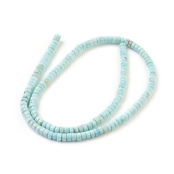 Natural Howlite Beads Strands, Dyed, Heishi Beads, Flat Round/Disc, Light Blue, 4x2~2.5mm, Hole: 0.8mm, about 159pcs/strand, 15.7 inch(40cm)