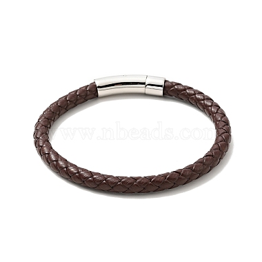 Leather Braided Cord Bracelet with 304 Stainless Steel Clasp for Men Women(BJEW-C021-09)-3