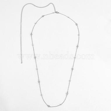 collier simple à longue chaîne avec perles collier de pull en acier inoxydable collier de chaîne réglable collier de déclaration à la mode bijoux de cou pour les femmes(JN1103A)-3