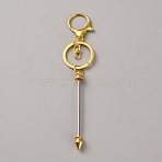 Zinc Alloy Bar Beadable Keychains Clasps, with Split Key Ring, Golden, 151mm(KEYC-WH0030-86G)