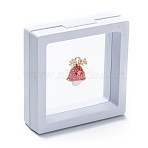 Square Transparent PE Thin Film Suspension Jewelry Display Box, for Ring Necklace Bracelet Earring Storage, White, 7x7x2cm(CON-D009-01B-05)