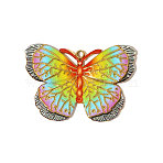 304 Stainless Steel Enamel Pendants, Butterfly Charms, Ion Plating(IP), Real 18K Gold Plated, Colorful, 30x21mm(STAS-OY005-27G)