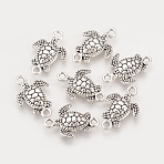 Tibetan Style Alloy Links connectors, Sea Turtle, Cadmium Free & Lead Free, Antique Silver, 21x14.5x4mm, Hole: 2mm(X-TIBE-Q075-47AS-LF)