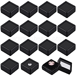 70Pcs ABS Plastic Jewelry Gift Boxes, with Transparent Window and Sponge Inside, Square, Black, 2.95x2.95x1.6cm(CON-WH0088-88B-02)