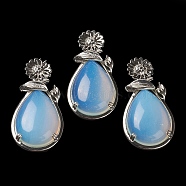 Opalite Pendants, with Brass Findings, Flower with Teardrop, 56x28x8mm, Hole: 5x2.5mm(G-A031-02P-05)
