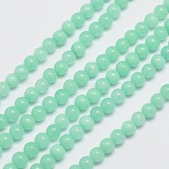 Natural Malaysia Jade Beads Strands, Imitation Amazonite, Round, Dyed, Aquamarine, 4mm, Hole: 0.8mm, about 92pcs/strand, 15 inch(G-A146-4mm-B06)