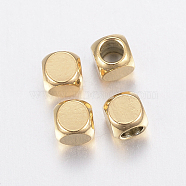 Ion Plating(IP) 304 Stainless Steel Beads, Cube, Golden, 3x3x3mm, Hole: 2mm(STAS-F135-07G-3x3mm)