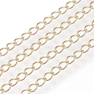 Soldered Brass Curb Chains, with Spool, Nickel Free, Real 18K Gold Plated, 3.4x2.2x0.5mm, about 98.42 Feet(30m)/roll(KK-S332-12G)