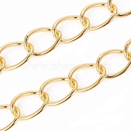 Iron Twisted Chains, Unwelded, with Spool, Oval, Golden, 14.5x10x1.6mm(X-CH-1.6DK-G)