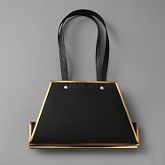 Paper Bags, Trapezoid, Gold Edge, Suitable for Gift Flower Giving, Black, 30cm(ABAG-WH0044-23B)
