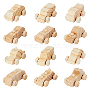 2 Sets 2 Style Unfinished Blank Wood Cars, Children Toys, for DIY Painting, BurlyWood, 3.15~7x3~4.2x2.9~7cm, 6pcs/set, 1 set/style(DIY-FH0006-32)