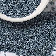MIYUKI Round Rocailles Beads, Japanese Seed Beads, 15/0, (RR2030) Matte Metallic Steel Blue Luster, 1.5mm, Hole: 0.7mm, about 5555pcs/10g(X-SEED-G009-RR2030)