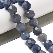 Natural Blue Aventurine Beads Strands, Faceted Football Hexagonal Cut, Round, 9.5~10mm, Hole: 1.2mm, about 39pcs/strand, 15.08 inch(38.3cm)(G-C150-B05-02)