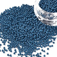 11/0 Grade A Baking Paint Glass Seed Beads, Round, Dodger Blue, 2.3x1.5mm, Hole: 1mm, about 5300pcs/50g(X-SEED-N001-A-1013)