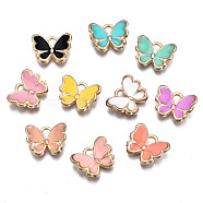 Alloy Enamel Charms, Butterfly, Light Gold, Mixed Color, 10.5x13x3mm, Hole: 2mm(ENAM-S121-070-A)